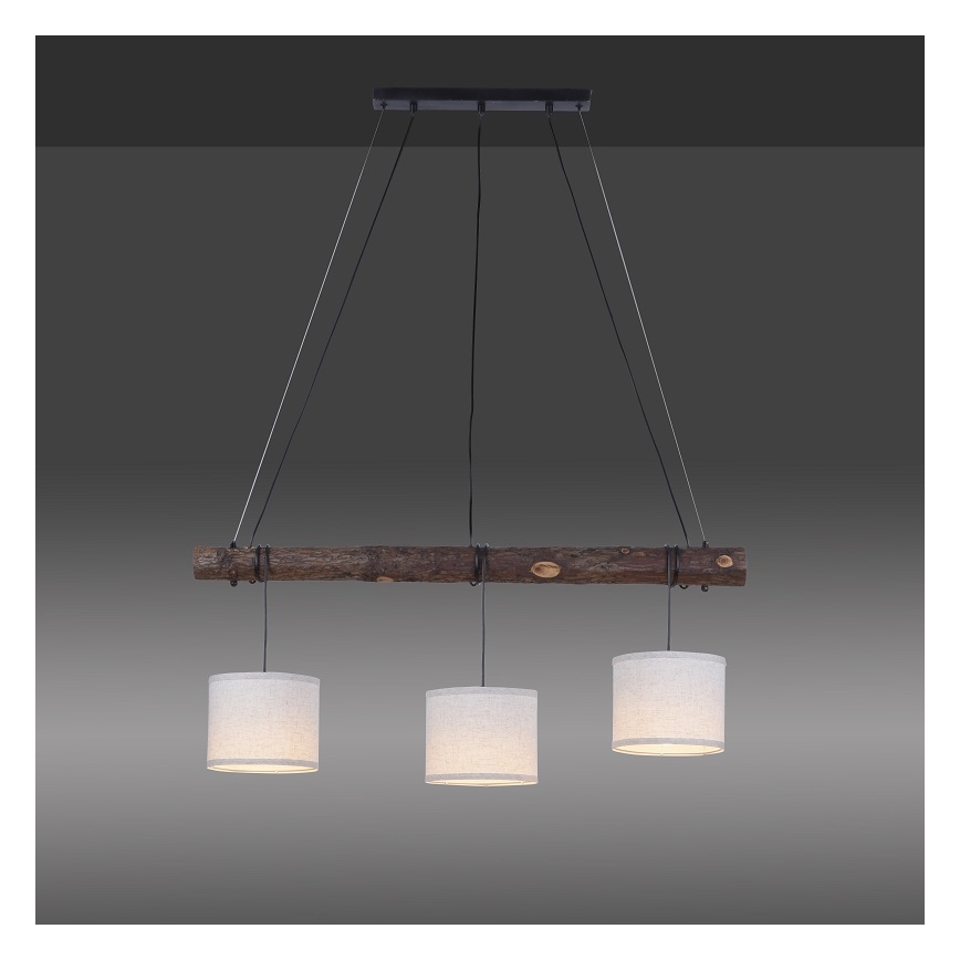 Leuchten Direkt 11238-79 - Żyrandol na lince BARK 3xE27/40W/230V drewno