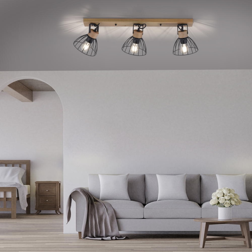 Leuchten Direkt 11418-18 - Oprawa punktowa LAMI 3xE27/25W/230V akacja/metal