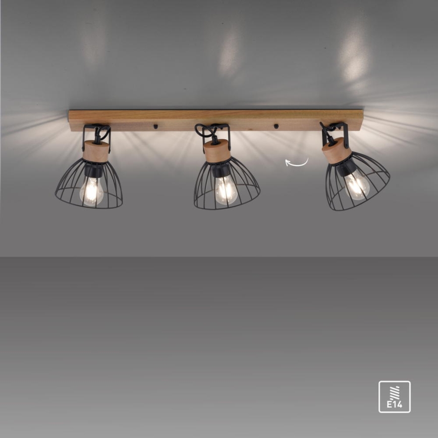 Leuchten Direkt 11418-18 - Oprawa punktowa LAMI 3xE27/25W/230V akacja/metal