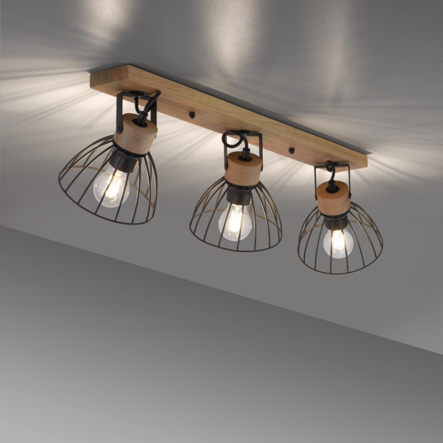 Leuchten Direkt 11418-18 - Oprawa punktowa LAMI 3xE27/25W/230V akacja/metal