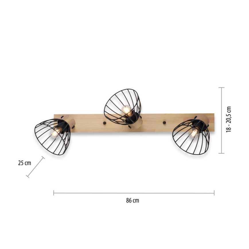Leuchten Direkt 11418-18 - Oprawa punktowa LAMI 3xE27/25W/230V akacja/metal