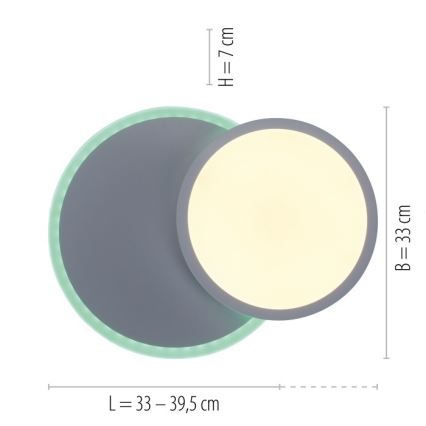 Leuchten Direkt 11662-16 - LED RGB Plafon ściemnialny ARENDA LED/21W/230V + pilot zdalnego sterowania