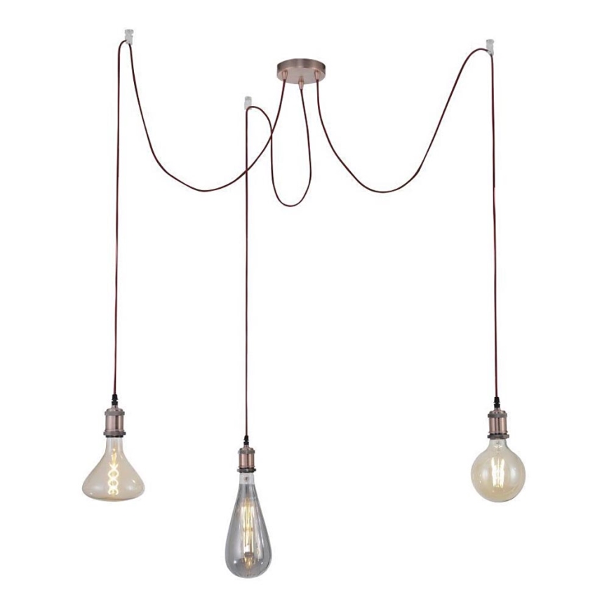 Leuchten Direkt 13571-20 - Żyrandol na lince DIY 3xE27/60W/230V pająk miedź