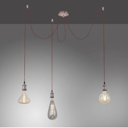 Leuchten Direkt 13571-20 - Żyrandol na lince DIY 3xE27/60W/230V pająk miedź