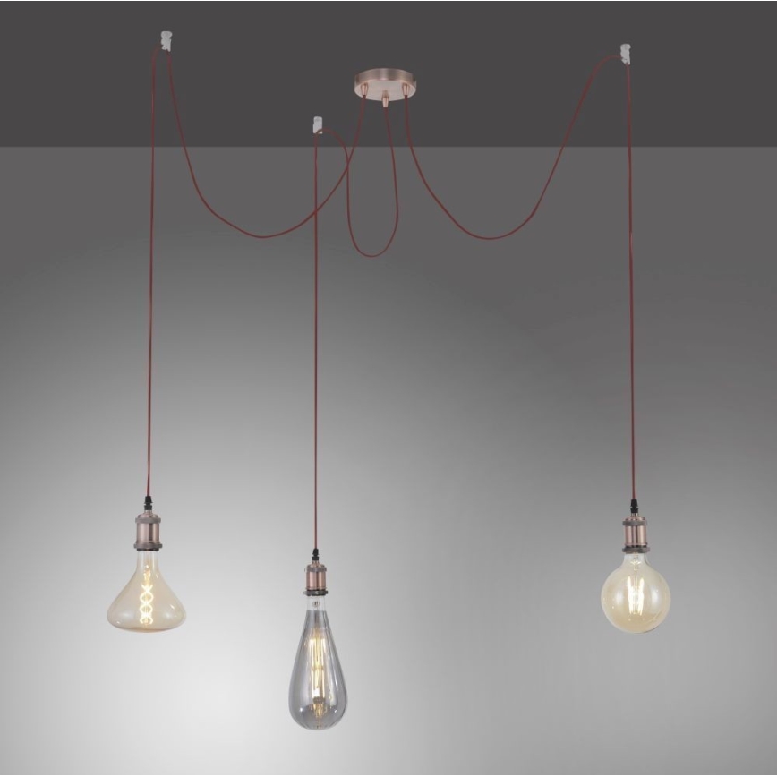 Leuchten Direkt 13571-20 - Żyrandol na lince DIY 3xE27/60W/230V pająk miedź