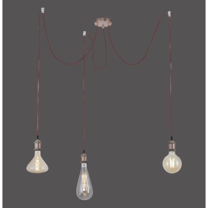 Leuchten Direkt 13571-20 - Żyrandol na lince DIY 3xE27/60W/230V pająk miedź