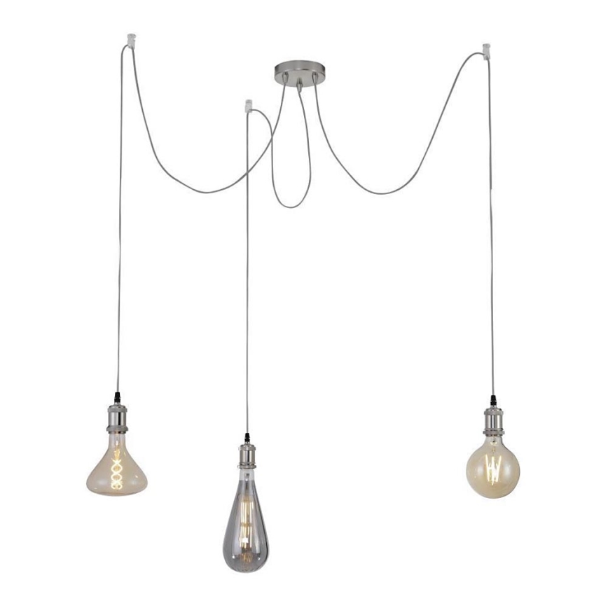 Leuchten Direkt 13571-55 - Żyrandol na lince DIY 3xE27/60W/230V pająk matowy chrom