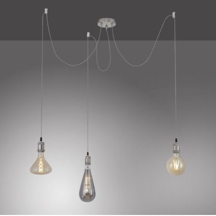 Leuchten Direkt 13571-55 - Żyrandol na lince DIY 3xE27/60W/230V pająk matowy chrom