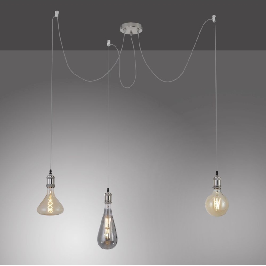 Leuchten Direkt 13571-55 - Żyrandol na lince DIY 3xE27/60W/230V pająk matowy chrom