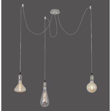 Leuchten Direkt 13571-55 - Żyrandol na lince DIY 3xE27/60W/230V pająk matowy chrom