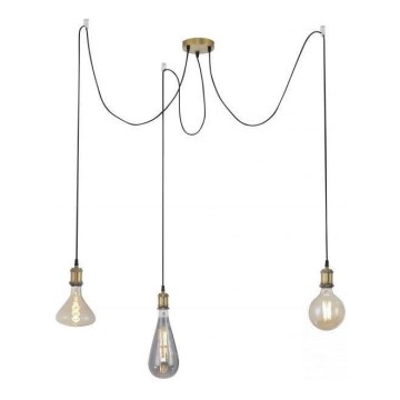 Leuchten Direkt 13571-60 - Żyrandol na lince DIY 3xE27/60W/230V pająk mosiądz