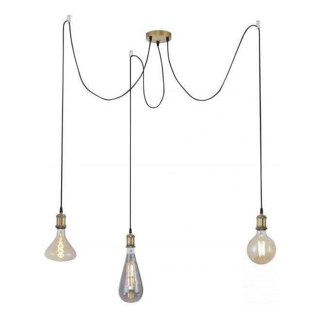 Leuchten Direkt 13571-60 - Żyrandol na lince DIY 3xE27/60W/230V pająk mosiądz
