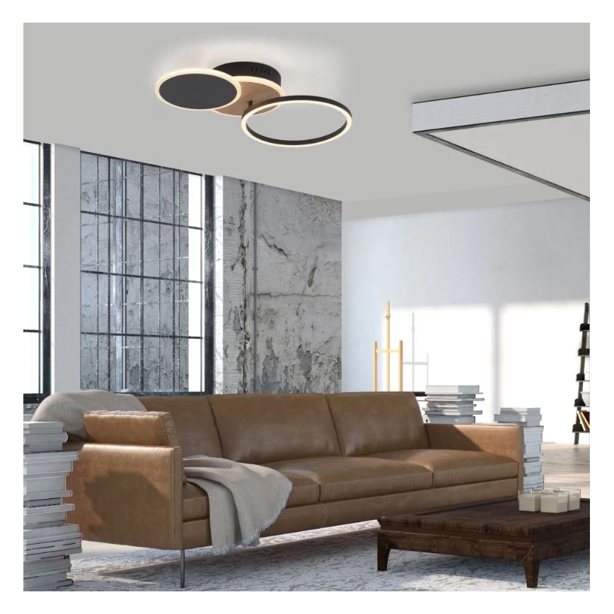 Leuchten Direkt 14116-78 - LED Plafon SEVENT LED/25,5W/230V czarny/brązowy