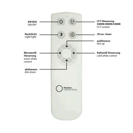 Leuchten Direkt 14227-16 - LED Plafon ściemnialny JONAS LED/22W/230V 3000-5000K + zdalne sterowanie