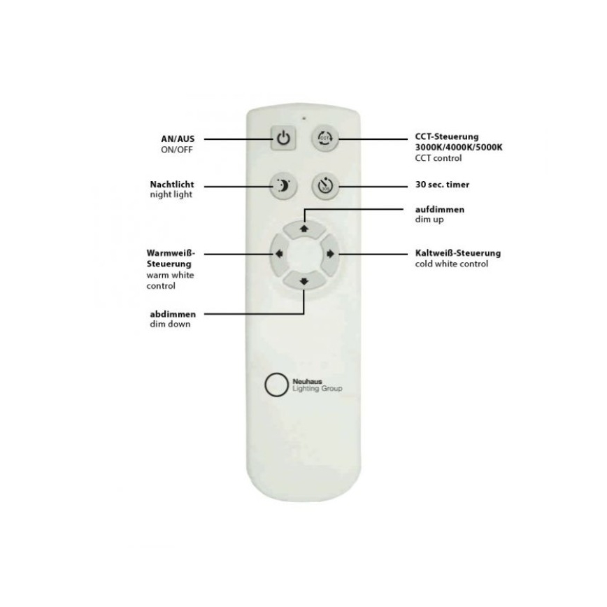Leuchten Direkt 14227-16 - LED Plafon ściemnialny JONAS LED/22W/230V 3000-5000K + zdalne sterowanie