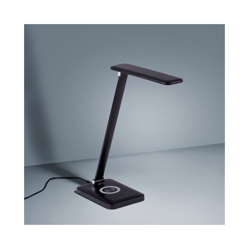 Leuchten Direkt 14415-16 - LED Ściemniana dotykowa lampa stołowa z ładowaniem bezprzewodowym FLORENTINA LED/5W/230V 3000-5000K black + USB