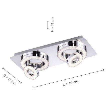 Leuchten Direkt 14521-17 - LED Plafon TIM 2xLED/2,8W/230V + 2xLED/3,1W