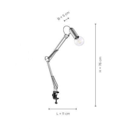 Leuchten Direkt 14773-55 - Lampa stołowa z klipsem TURN ME 1xE27/60W/230V matowy chrom