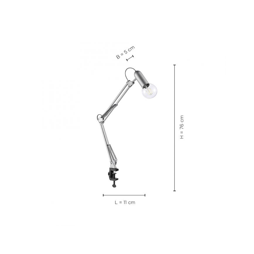 Leuchten Direkt 14773-55 - Lampa stołowa z klipsem TURN ME 1xE27/60W/230V matowy chrom