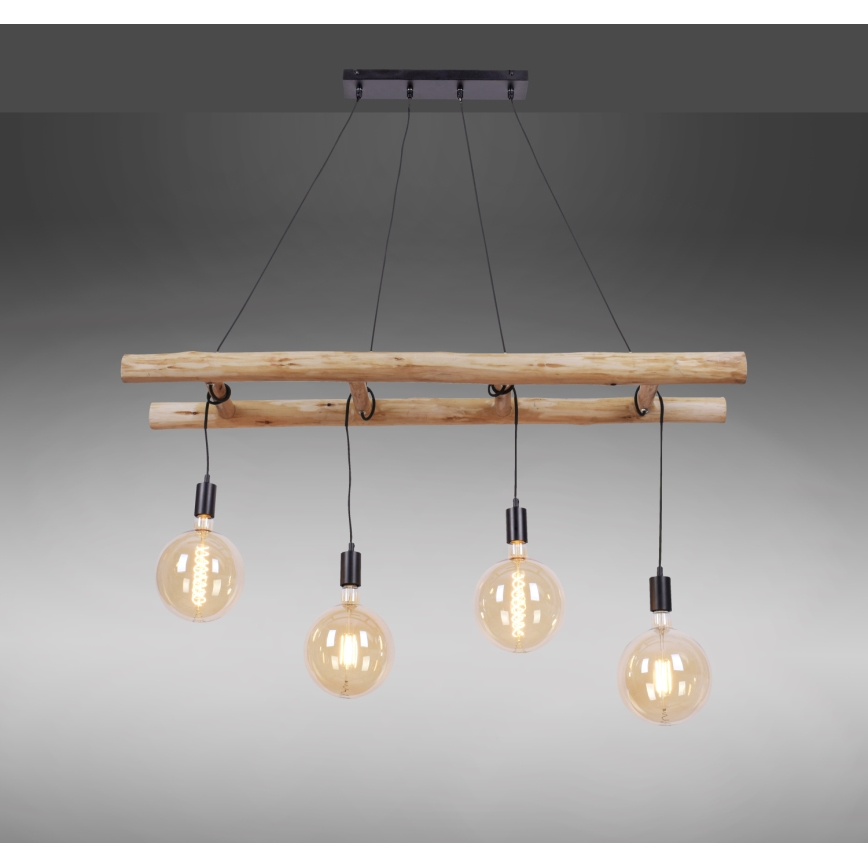 Leuchten Direkt 15025-18 - Żyrandol na lince EDGAR 4xE27/60W/230V eukaliptus