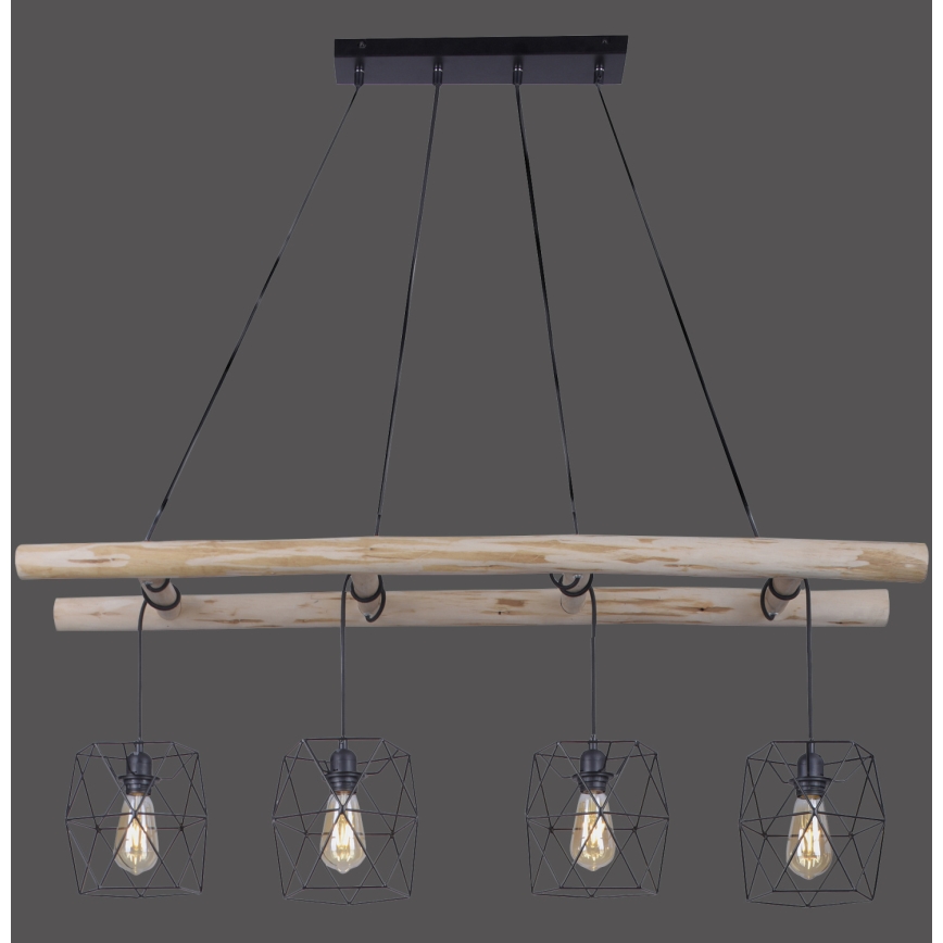 Leuchten Direkt 15036-18 - Żyrandol na lince EDGAR 4xE27/60W/230V eukaliptus