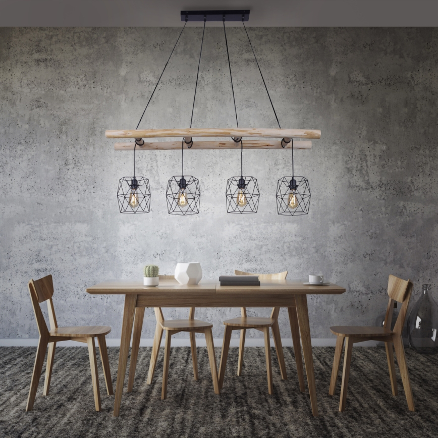 Leuchten Direkt 15036-18 - Żyrandol na lince EDGAR 4xE27/60W/230V eukaliptus
