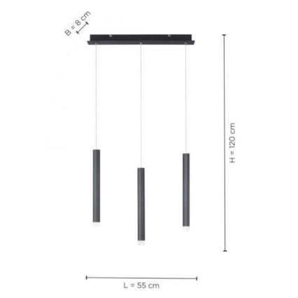 Leuchten Direkt 15203-18 - LED Żyrandol na lince 3xLED/4,8W/230V czarny