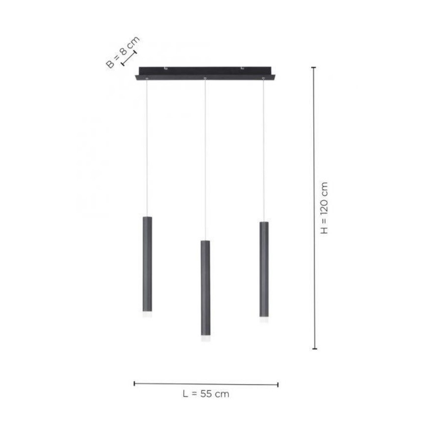 Leuchten Direkt 15203-18 - LED Żyrandol na lince 3xLED/4,8W/230V czarny