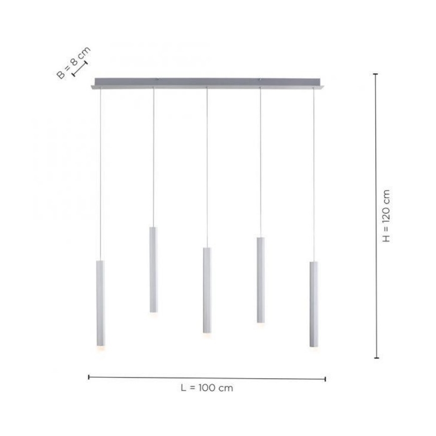 Leuchten Direkt 15205-95 - LED Żyrandol na lince BRUNO 5xLED/4,8W/230V