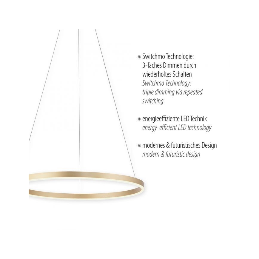 Leuchten Direkt 15394-60 - LED Ściemnialny żyrandol na lince RITUS LED/30W/230V mosiądz