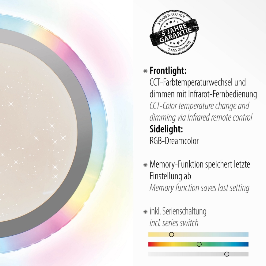 Leuchten Direkt 15411-21- LED RGB Ściemniany plafon CYBA LED/26W/230V