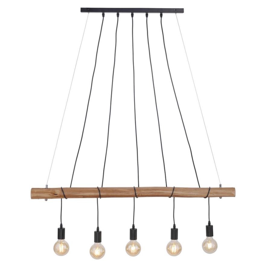Leuchten Direkt 15515-18 - Żyrandol na lince DAMIAN 5xE27/60W/230V eukaliptus