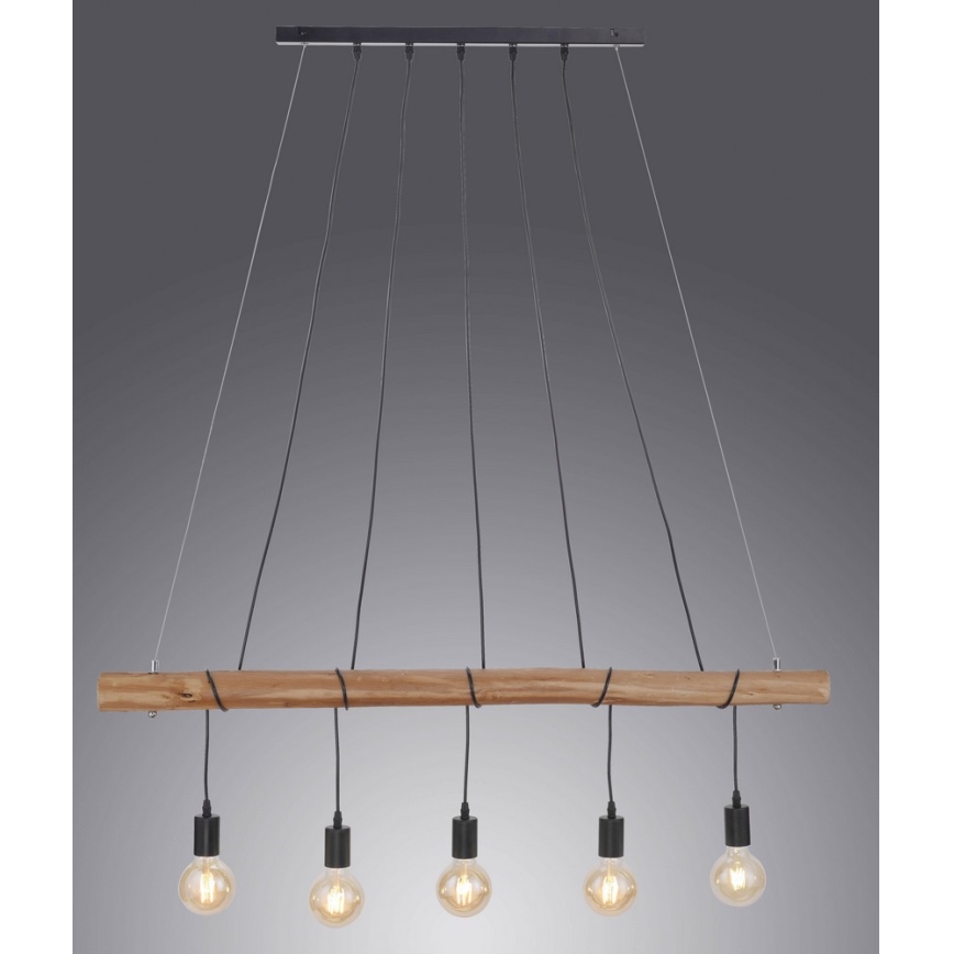 Leuchten Direkt 15515-18 - Żyrandol na lince DAMIAN 5xE27/60W/230V eukaliptus