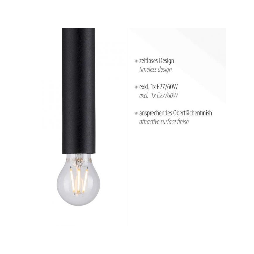 Leuchten Direkt 15617-18 - Żyrandol na lince BRUNA 1xE27/60W/230V czarny