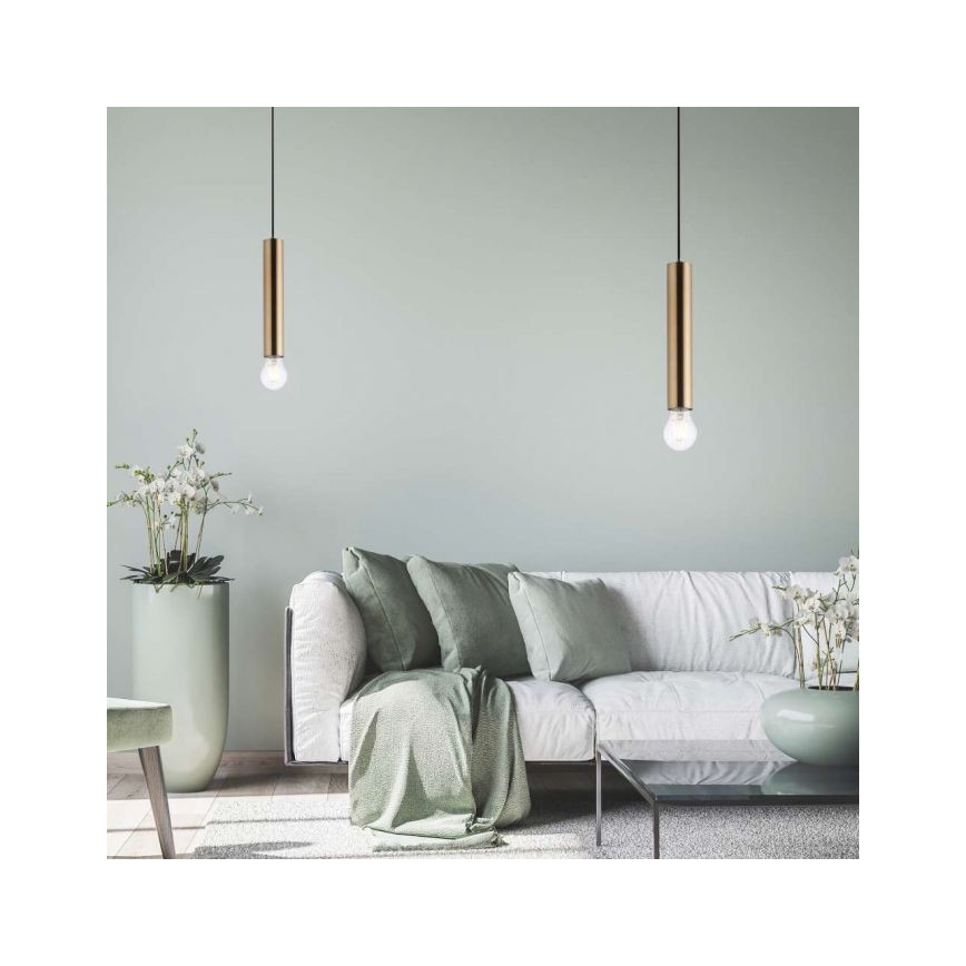 Leuchten Direkt 15617-60 - Żyrandol na lince BRUNA 1xE27/60W/230V mosiądz