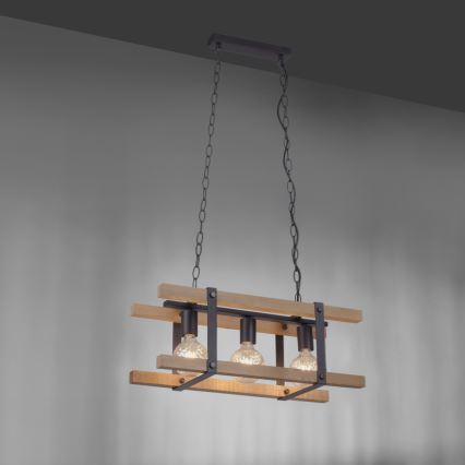 Leuchten Direkt 15683-79 - Żyrandol na łańcuchu EDITH 3xE27/60W/230V sosna