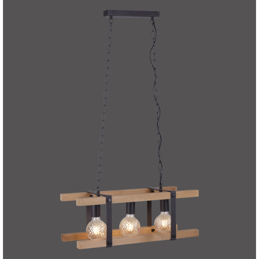 Leuchten Direkt 15683-79 - Żyrandol na łańcuchu EDITH 3xE27/60W/230V sosna