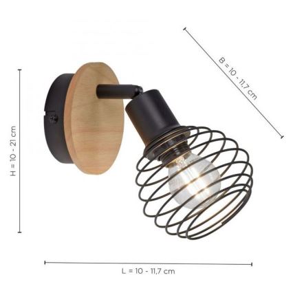 Leuchten Direkt 15921-79 - Kinkiet punktowy EUGEN 1xE14/40W/230V dąb