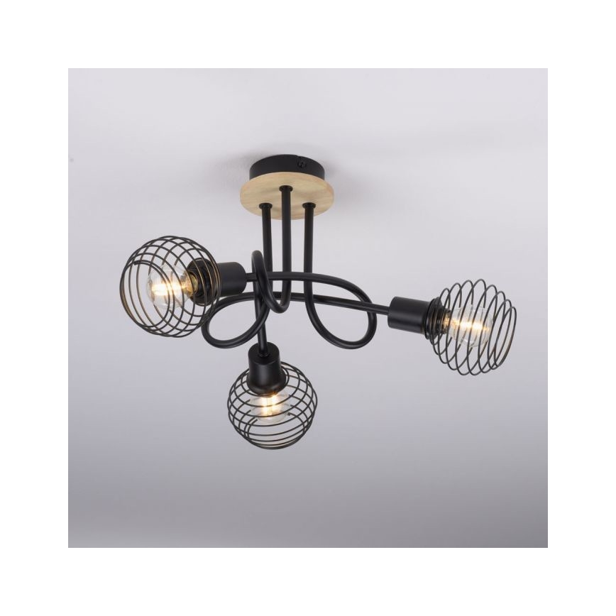 Leuchten Direkt 15923-79 - Żyrandol natynkowy EUGEN 3xE14/40W/230V dąb