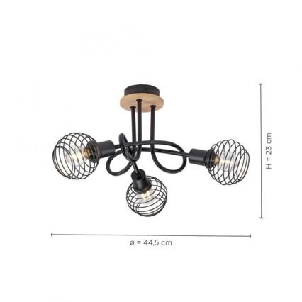 Leuchten Direkt 15923-79 - Żyrandol natynkowy EUGEN 3xE14/40W/230V dąb