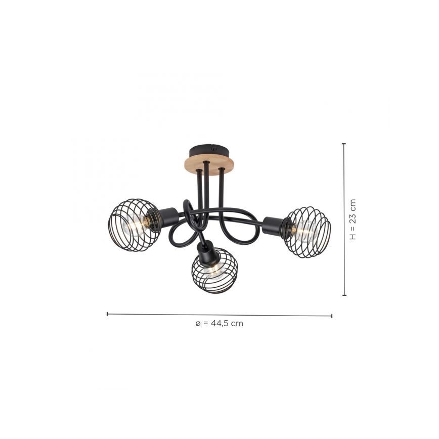 Leuchten Direkt 15923-79 - Żyrandol natynkowy EUGEN 3xE14/40W/230V dąb