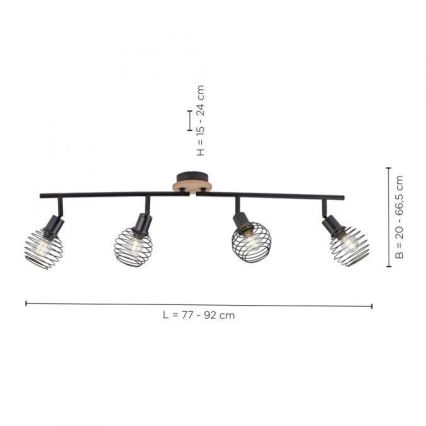 Leuchten Direkt 15924-79 - Oświetlenie punktowe EUGEN 4xE14/40W/230V dąb