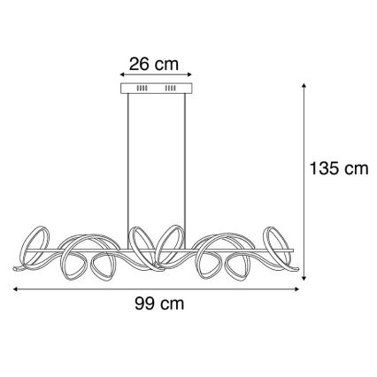 Leuchten Direkt 19033-21 - LED Ściemniany żyrandol na lince CURLS LED/40,8W/230V