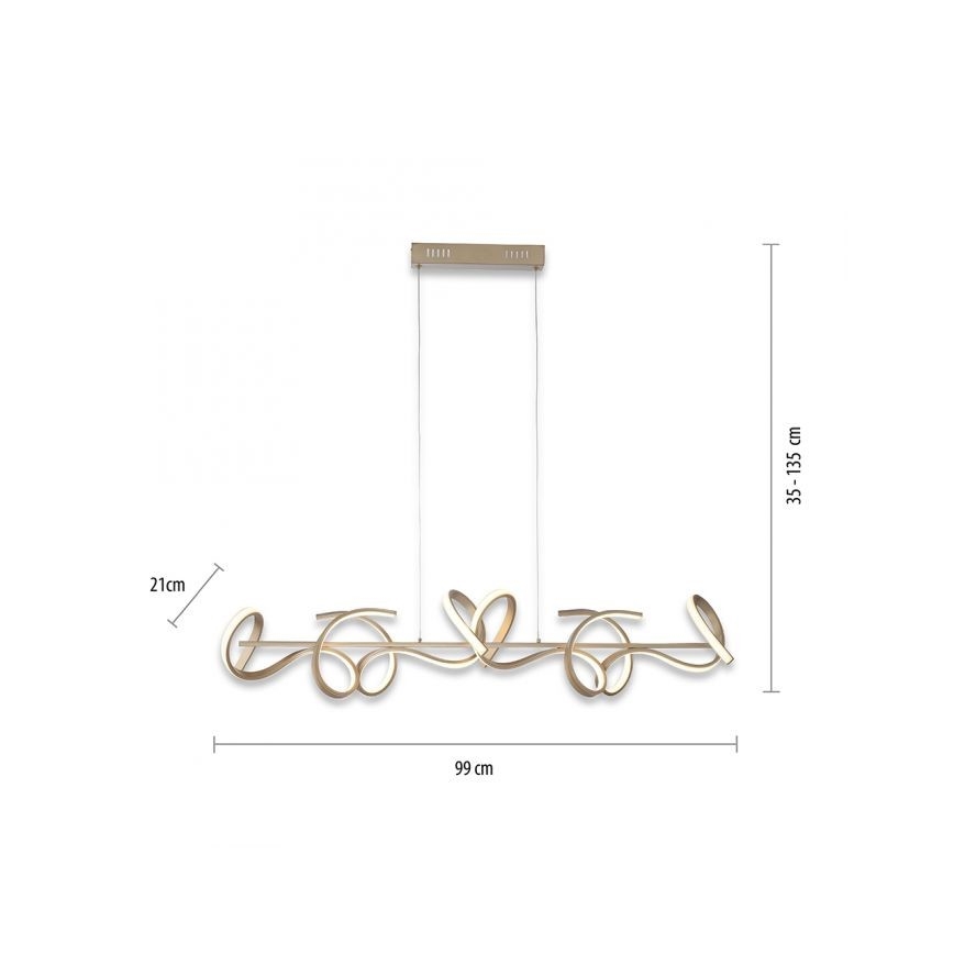 Leuchten Direkt 19033-60 - LED Ściemnialny żyrandol na lince CURLS LED/40,8W/230V