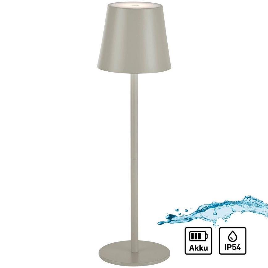 Leuchten Direkt 19250-40 - LED Zewnętrzna ściemnialna akumulatorowa lampa stołowa EURIA LED/3W/5V 2600 mAh IP54 szary