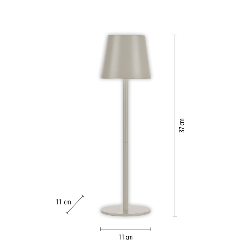 Leuchten Direkt 19250-40 - LED Zewnętrzna ściemnialna akumulatorowa lampa stołowa EURIA LED/3W/5V 2600 mAh IP54 szary