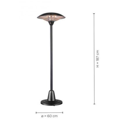 Leuchten Direkt 99501-18 - Zewnętrzny promiennik ciepła GLOW 1500-3000W/230V 1,87 m IP34 czarny