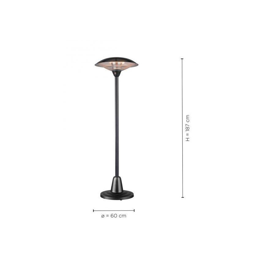 Leuchten Direkt 99501-18 - Zewnętrzny promiennik ciepła GLOW 1500-3000W/230V 1,87 m IP34 czarny