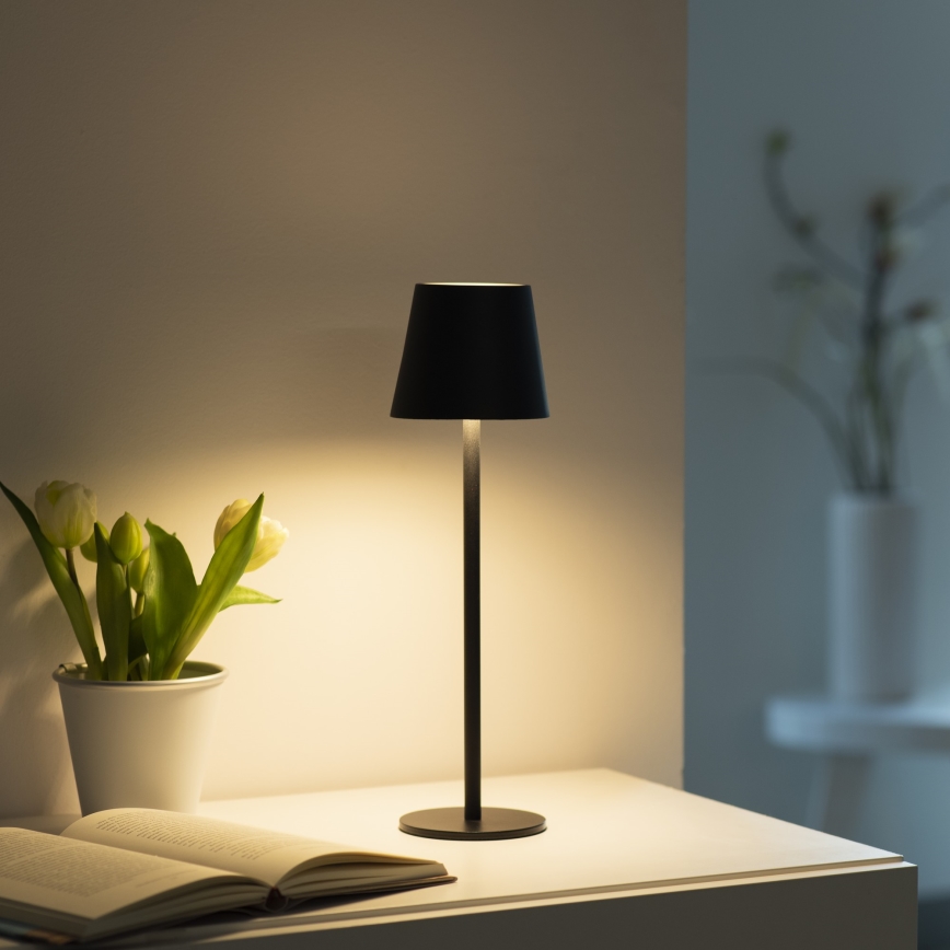 Leuchten Direkt 19250-18 - LED Zewnętrzna ściemnialna akumulatorowa lampa stołowa EURIA LED/3W/5V 2600 mAh IP54 czarny