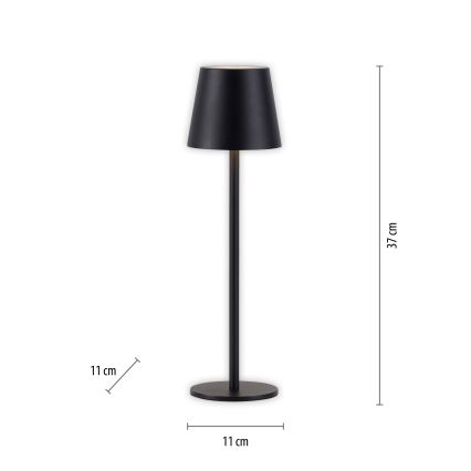 Leuchten Direkt 19250-18 - LED Zewnętrzna ściemnialna akumulatorowa lampa stołowa EURIA LED/3W/5V 2600 mAh IP54 czarny